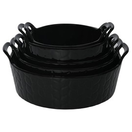 QVC Tempt-tations Carved Willow 5-Piece Round Nestable Bake and Serve Set - Color: Black