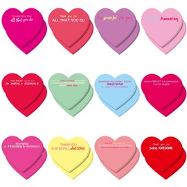 DERAYEE 24PCS Valentines Sticky Notes, 3 x 3 Inches Heart Shaped Sticky Notes Colorful Appreciation Notepads Self Stick Memo Pads for Valentine's Day Home School Office Supplies