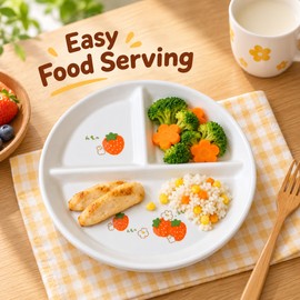Ceramic Divided Dinner Plate – 3-Section Round Serving Plate for Organized Meals at Home, Kitchen and Dining Table