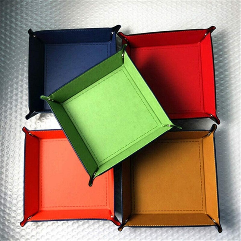 Dice Tray PU Leather Folding Tray Square Holder for Dice