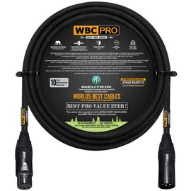 15 Foot - WBC-PRO-Quad Ultra-Silent Ultra-Flexible Balanced Star-Quad Cable with Neutrik Male & Female XLR Plugs & Black Tweed Jacket