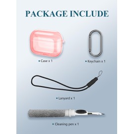 Case Cover for AirPods Pro3 Earbuds,WUNIAK Clear Soft TPU Protective Cover with Keychain and Cleaner Kit for Women Men Shockproof Skin for AirPods Pro 3,Transparent Pink
