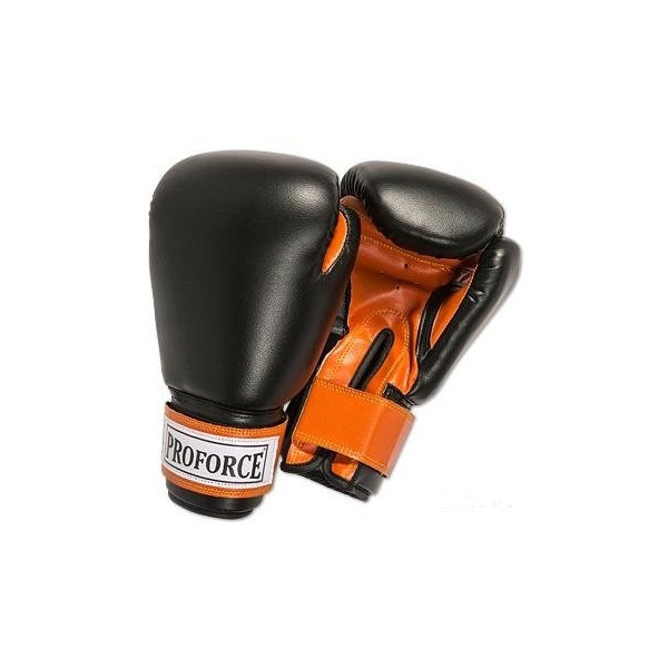 ProForce Leatherette Boxing/Mixed Martial Arts/Karate Gloves - Black/Orange