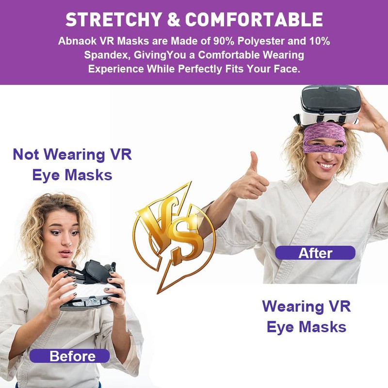 Abnaok 5 Pack VR Eye Mask, Adjustable Breathable VR Sweat