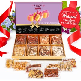 Mothers Day Nuts Gift Basket, Mother's Day Treats Gourmet Collection Healthy Food Box Mixed Cravings Platter Tray Sampler Assortment Mix for Mom