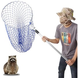 Animal Control Catch Net Pole Trap Tool for Dog Cat Racoon Possum Skunk Goose Bird Chickens Pigeon Poultry and Small Animals (61" Handle with 17.7" Diameter Bow)