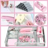 Pink Office Desk Accessories, Pink Office Supplies Set, Desk Drawer