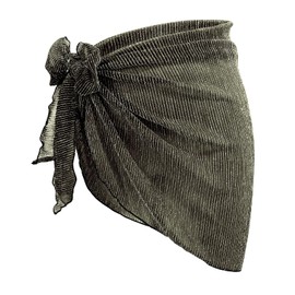 Holipick Shiny Sarong Coverups for Women Bathing Suit Wrap Skirt Swimsuit Beach Bikini Cover Up Black Gold