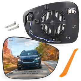 TOP-MAX Passenger Side Mirror Glass Compatible with Chrysler Pacifica 2017-2025, for Chrysler Voyager 2020-2022 2024, Right Heated Mirror w/Blind Spot Detection Function for 68318282AA 68318282AB