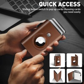 FLETUTE Airtag Wallet RFID Purse Airtag Purse, brown, 主义