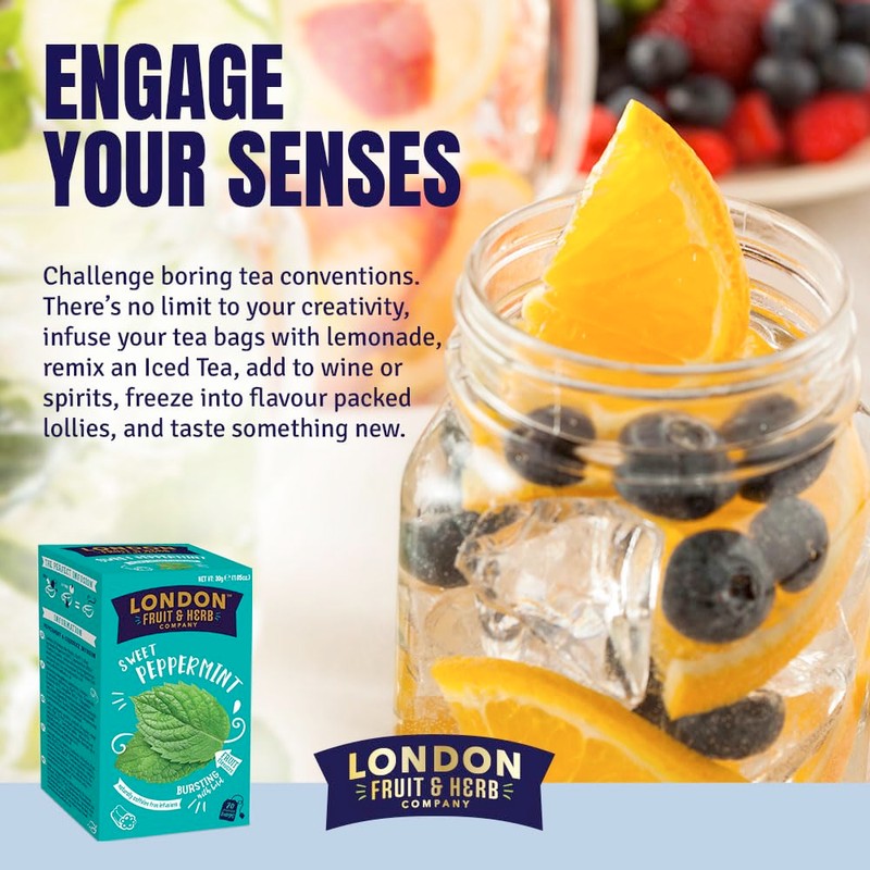 London Fruit & Herb Sweet Peppermint Tea, Caffeine-Free Herbal Infusion,