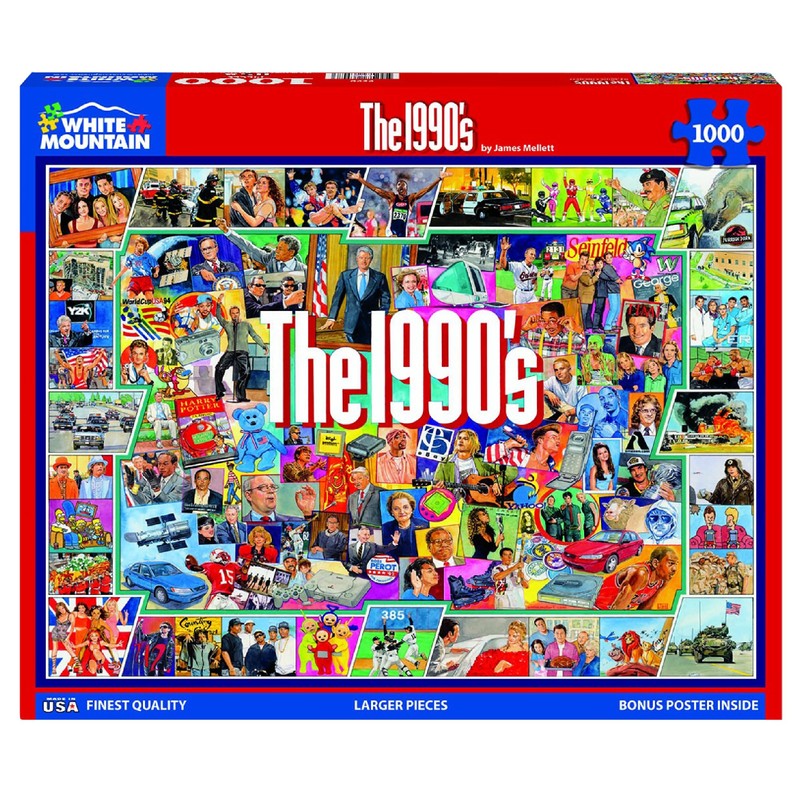 White Mountain 1000 Piece Jigsaw Puzzle Nostalgic Vintage Collage Puzzles