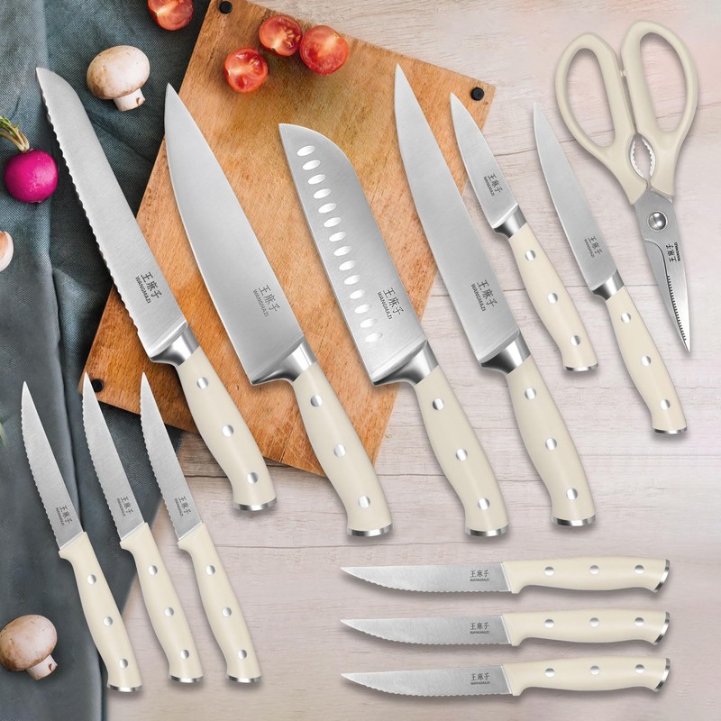 WANGMAZI Premium Knife Set,High Carbon Stainless Steel Forged,Sharp Knives Set