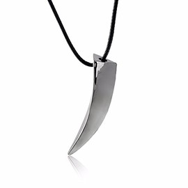 HML05 New Stainless Steel Wolf Tooth Necklace Leather Cord Fang Shark Mens Unisex