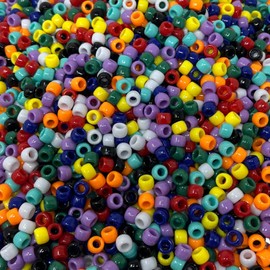 BULK PARADISE 3000 Pcs Pony Beads - Plastic Beads for Bracelet Making - Multi-Colored Assorted Beads for Braiding Hair & DIY Crafts - 9 Assorted Colors Bulk Beads for Jewelry Making