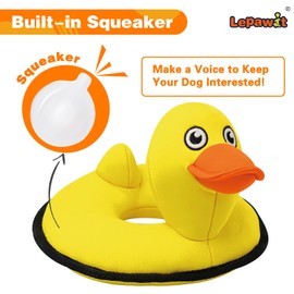 Lepawit Squeaky Dog Toys, Floating Dog Toys for Indoor or Outward Play, Swim Ring Design Interactive Dog Gifts for Small and Medium Dogs - Yellow Duck