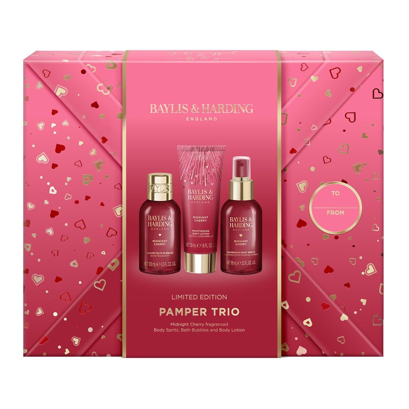 Baylis & Harding Midnight Cherry Gift Wrapped Pamper Trio Gift