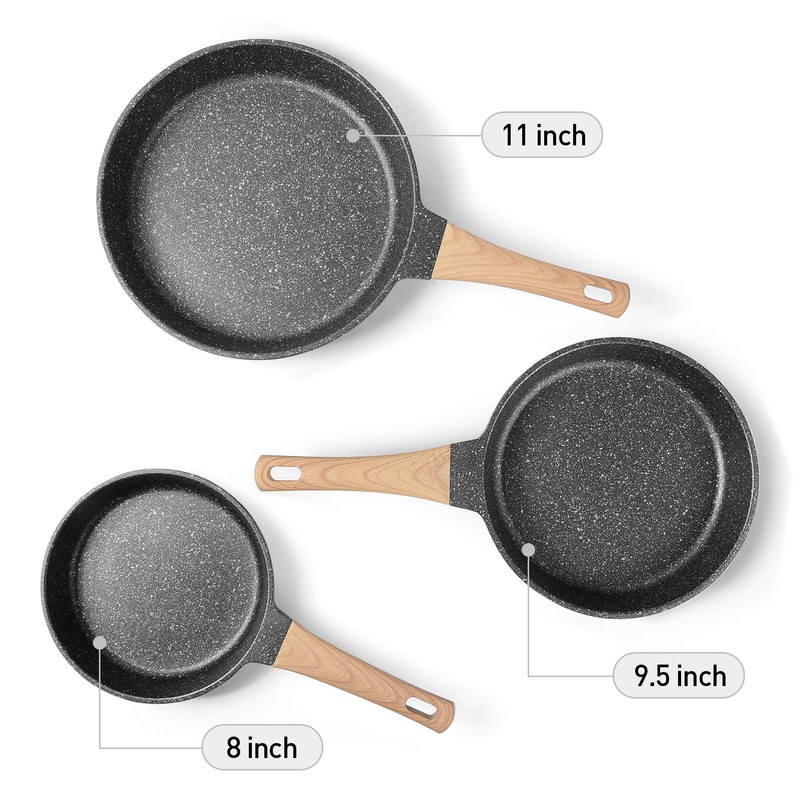 YIIFEEO Frying Pans Nonstick, Induction Frying Pan Set Granite Skillet