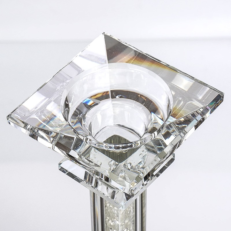 Crystal Candle Holders Set of 2-6.2" Tall Crystal Candlestick Holders