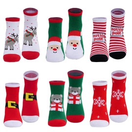 Nydotd 6 Pairs Kids Christmas Winter Socks Thick Cotton Warm Socks Thermal Crew Socks for Boys Girls Children, Multicolor, 3-4T