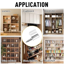 XXUOD 60 Pcs Shelf Pins with Non-Slip Sleeve, Self Tapping Screw Shelf Support Pegs for Kitchen & Bookcase Shelf Cabinet Furniture Closet Bracket Pegs