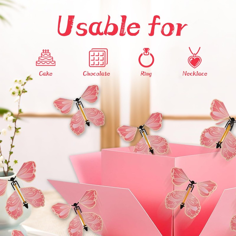Pink Butterfly Explosion Gift Box 8 Pcs Flying Flying Butterfly