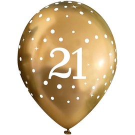 11" Latex Balloons Sparkling Fizz Gold 21st x 6pcs