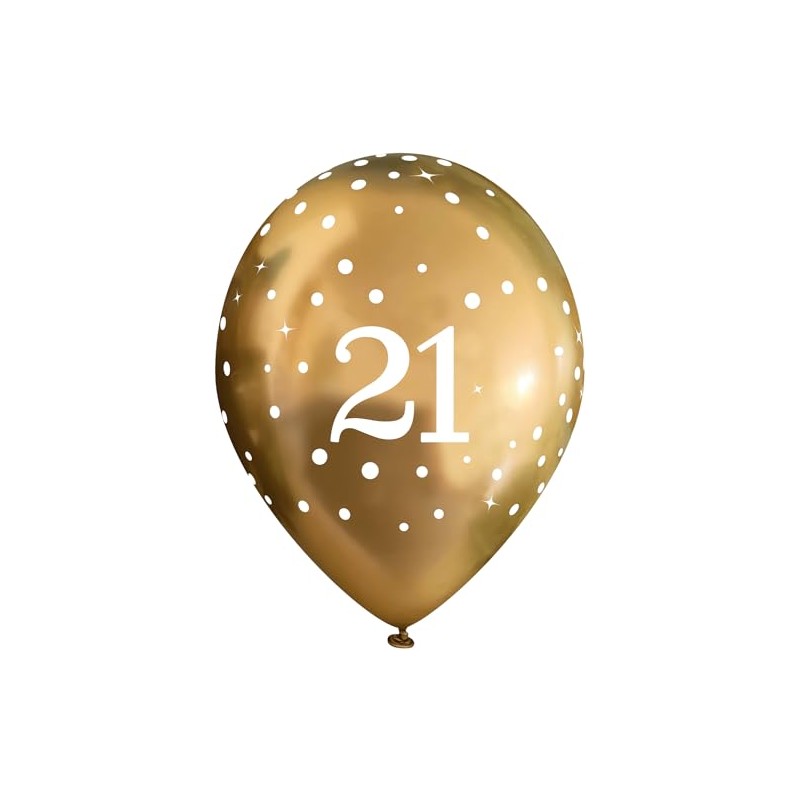 11" Latex Balloons Sparkling Fizz Gold 21st x 6pcs