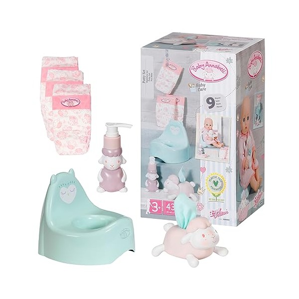 Baby Annabell 706602 Set-to Fit Dolls up to 43cm-Includes Potty, Three Nappies, Tissue Dispenser and Pretend Soap Pump-Suitable for Children Aged 3+ years-706602