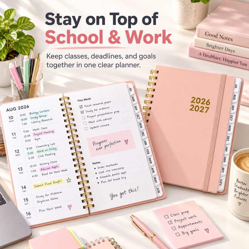 2026–2027 Academic Planner for School & Work – Hardcover Weekly