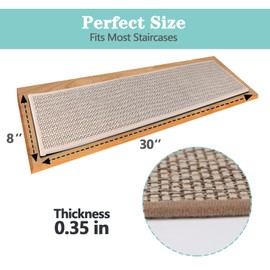 WAWINY 7 Pack Stair Treads Non Slips,8" X 30" Stair Treads for Wooden Steps Indoor,with Reusable Adhesive for Children, Seniors and Pet Dogs,No Residue(Beige)