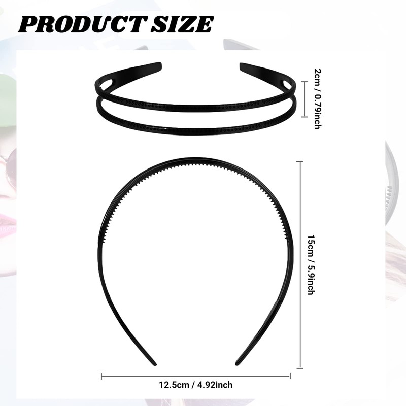 Dazzhues 2 Count Simple and Chic Headbands, Plastic Hair Styling