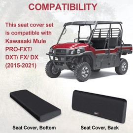StarknightMT UTV Mule Pro Seat Covers 1680D Compatible with Kawasaki Mule PRO-FXT FX DXT DX 2015-2022 Waterproof Bench Seat Covers Black Accessories