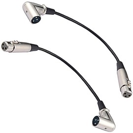 tunghey 2Pack Right Angle XLR to Straight XLR Plug Cable, 90-Degree Female to Straight Male Balanced Cord 3-Pin to 3-Pin 30CM