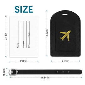 Luggage Tags, 3 Pcs Travel Baggage Labels Leather Suitcase Tags, Handbag Tag Labels with Name ID Card, Waterproof Baggage Labels for Preventing Loss of Bags and Suitcases, Black