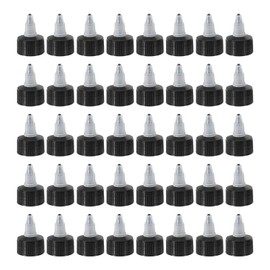 PATIKIL 28/410 Twist Bottle Caps, 40 Pcs Plastic Ribbed Edge Squeeze Bottle Replacement Caps with Foam Gasket for Paint Lids Glue Dispensing, Clear Black