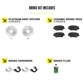 Hart Brakes Front Brakes and Rotors Kit |Front Brake Pads| Brake Rotors and Pads| Ceramic Brake Pads and Rotors |fits 2001-2005 Toyota RAV4