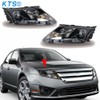 SEBLAFF Fit For 2010-2012 Ford Fusion Black Halogen Headlights Headlamps