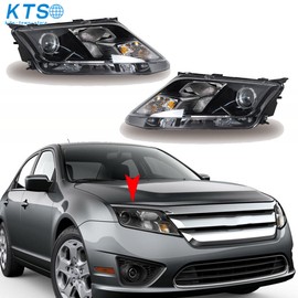 SEBLAFF Fit For 2010-2012 Ford Fusion Black Halogen Headlights Headlamps Left+Right Side