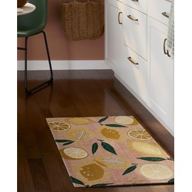TOWN & COUNTRY LUXE Livie Fresh Lemon Everwash™ Washable Multi-Use Decorative Rug, Kitchen Rug, Low-Profile Door Mat, Bedroom Rug and Dorm Room Rug with Non-Slip Backing, Peach Pink, 24"x40"