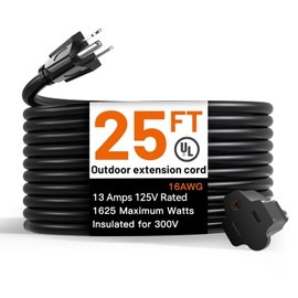 addlon 25 Feet Outdoor Extension Cord Waterproof Deep Black 16 AWG 3 Prong, Flexible Long Wires Perfect for Home or Office Use, UL Listed | addlon