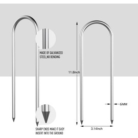 Ecjiuyi Trampoline Anchor Kit 6mm Thick Trampoline Wind Stakes Heavy Duty U Shaped Galvanized Steel Ground Anchor for Football Goals, Camping Tents, Kids Slide and Large Garden Projects