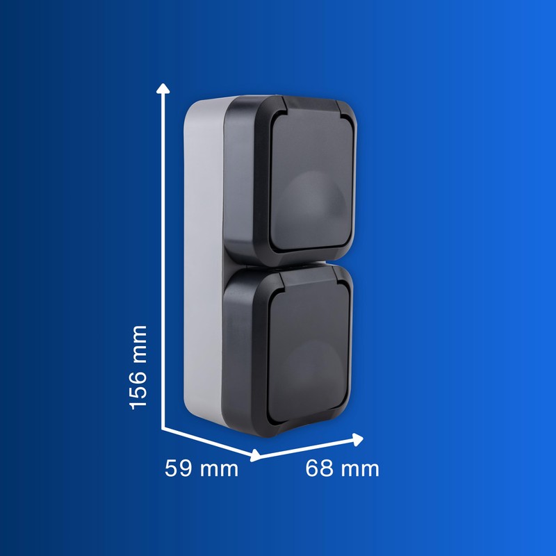 REV 0004080400 AquaStorm Double Socket, Wet Room Socket, IP55, Two-Pole,