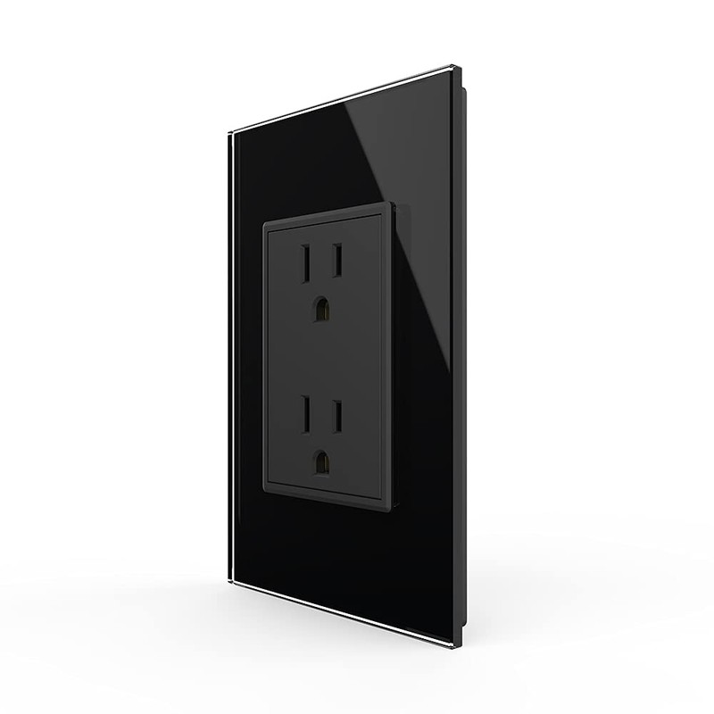 LIVOLO Black Duplex Receptacle 15A Standard Decorative Electrical Wall Outlet