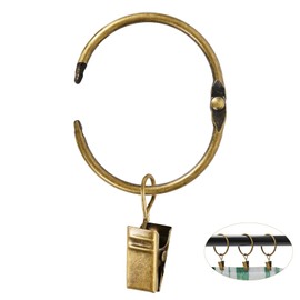 32 PCS Antique Brass Curtain Rings with Clips, Openable Drapery Metal Clip Rings for Hanging Drapes Decorative Fit Up to 1 3/4-inch Windows Rods (2“ Inner Diameter)