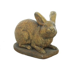 Solid Rock Stoneworks Rabbit Looking Right Concrete Statue, 10" Tall, Espresso Color