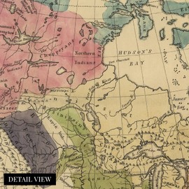 HISTORIX Vintage 1836 Native American History Map - 18x24 Inch Vintage North America Map of Indian Tribes - North American Indian Tribes Map