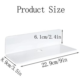 Pack of 2 White Wall Shelves, No Drilling, Acrylic Shelf Without Drilling, White Acrylic Shelf Wall, Wall Shelf, No Drilling, Floating Shelf, for Kitchen, Bathroom, Bedroom, Living Room, Office,