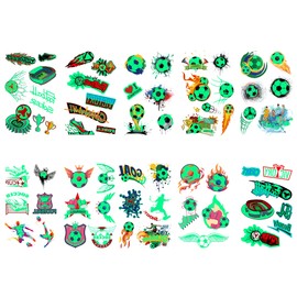 10 Sheets Noctilucent Football Tattoos for Kids, Glow in the Dark Temporary Tattoos, Fun Fake Face Stickers for Party Bags & Birthday Celebrations