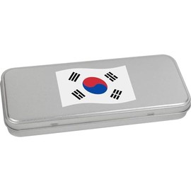 Azeeda 'Waving South Korean Flag' Metal Hinged Stationery Tin/Storage Box (TT00227635)